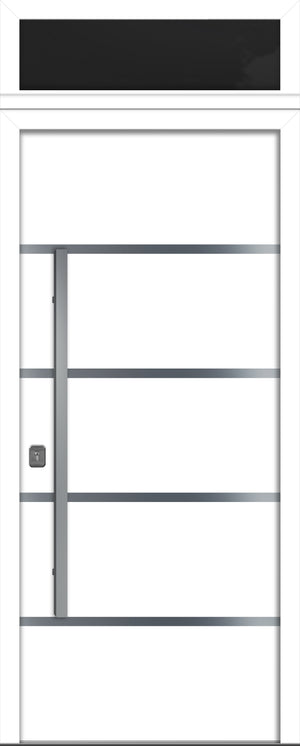 Nova Inox S3 Modern Exterior Single Door 36x80 with Transom - Unit Size 38 x 95 1/2”- White - Doors and Beyond