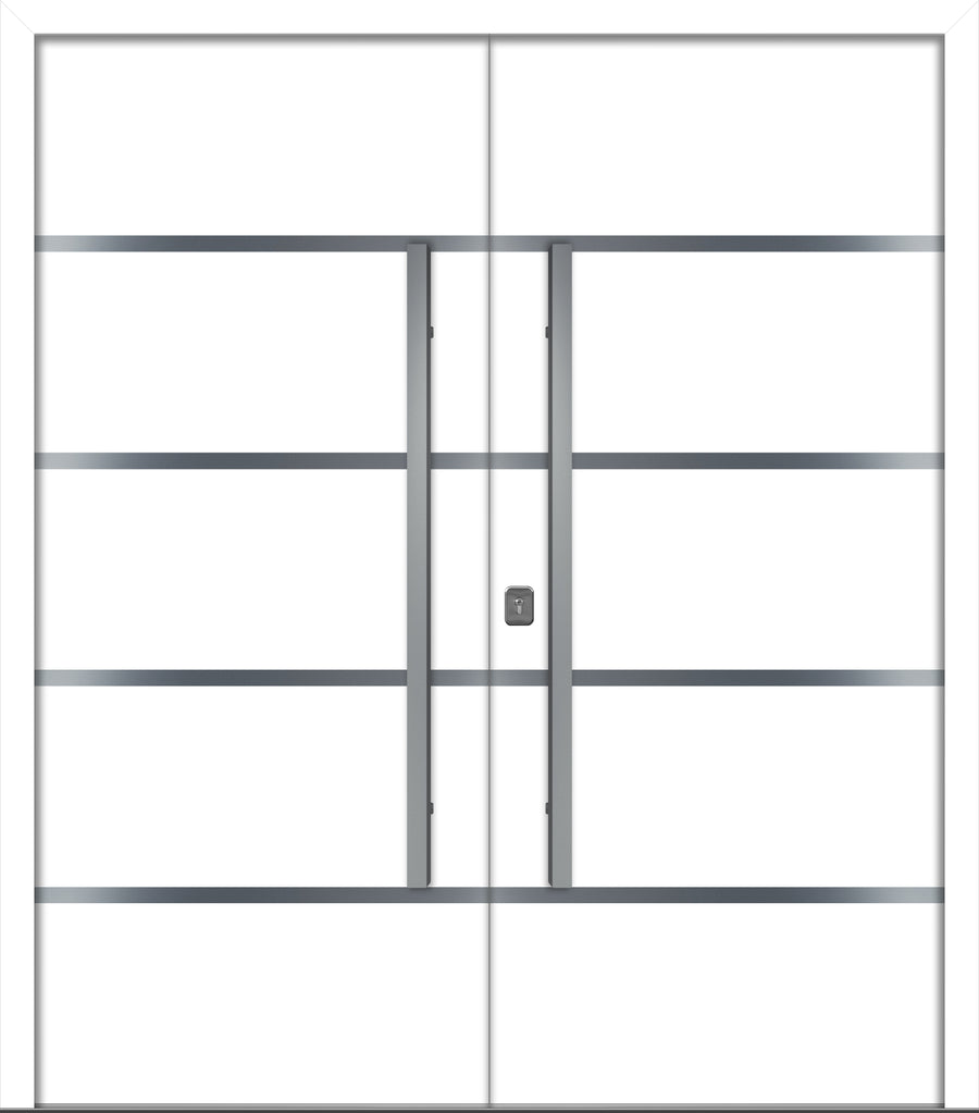 Nova Inox S3 Modern Exterior Double Door 72x80 - Unit 74x81 1/2 - White - Doors and Beyond