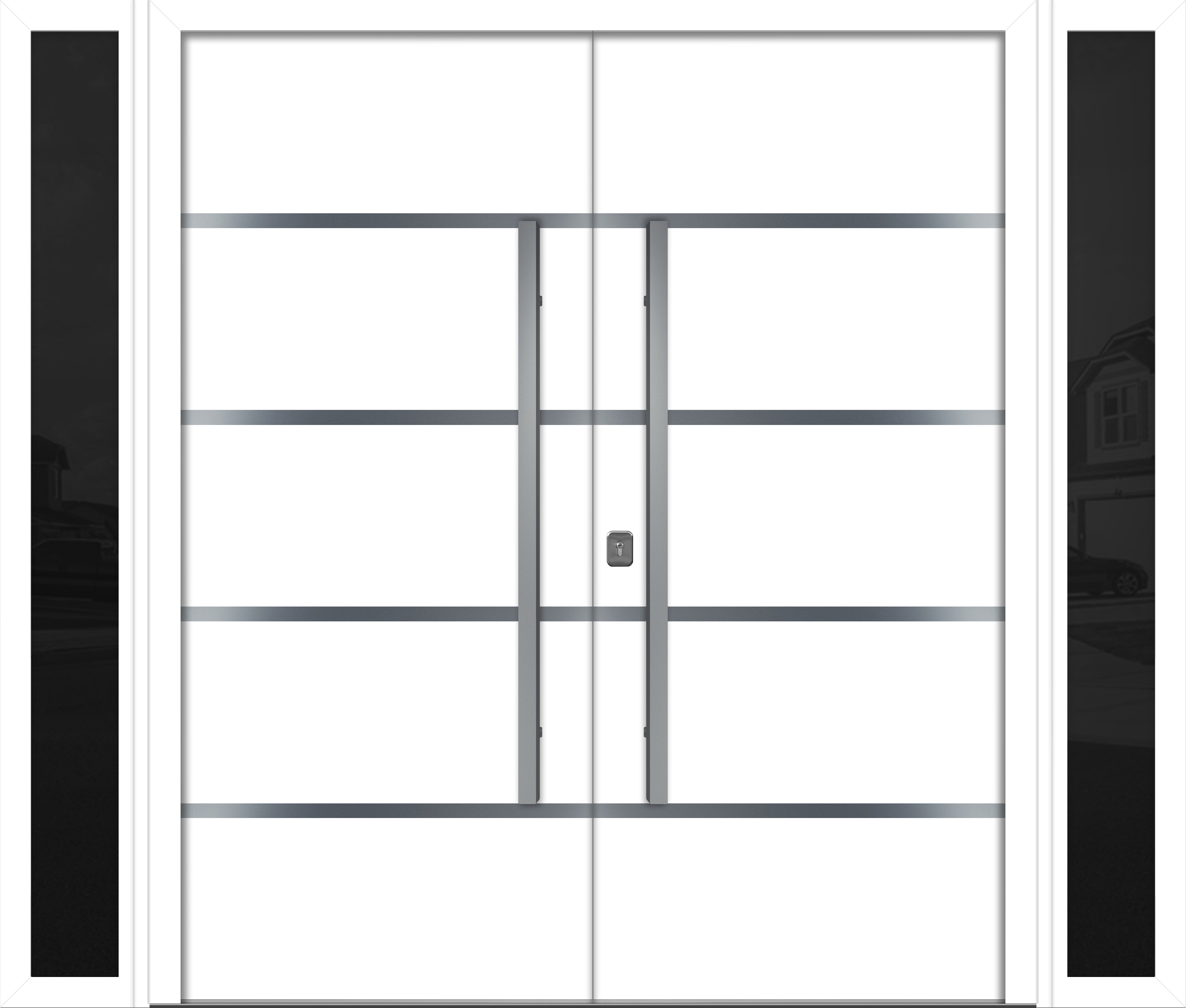 Nova Inox S3 Modern Exterior Double Door W/ (2) 12" Sidelight - Unit 98x81 3/8 - White