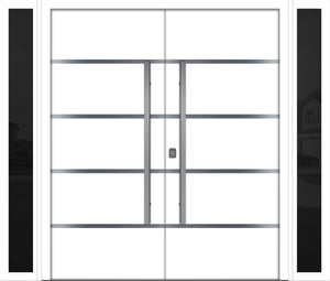 Nova Inox S3 Modern Exterior Double Door W/ (2) 12" Sidelight - Unit 98x81 3/8 - White - Doors and Beyond