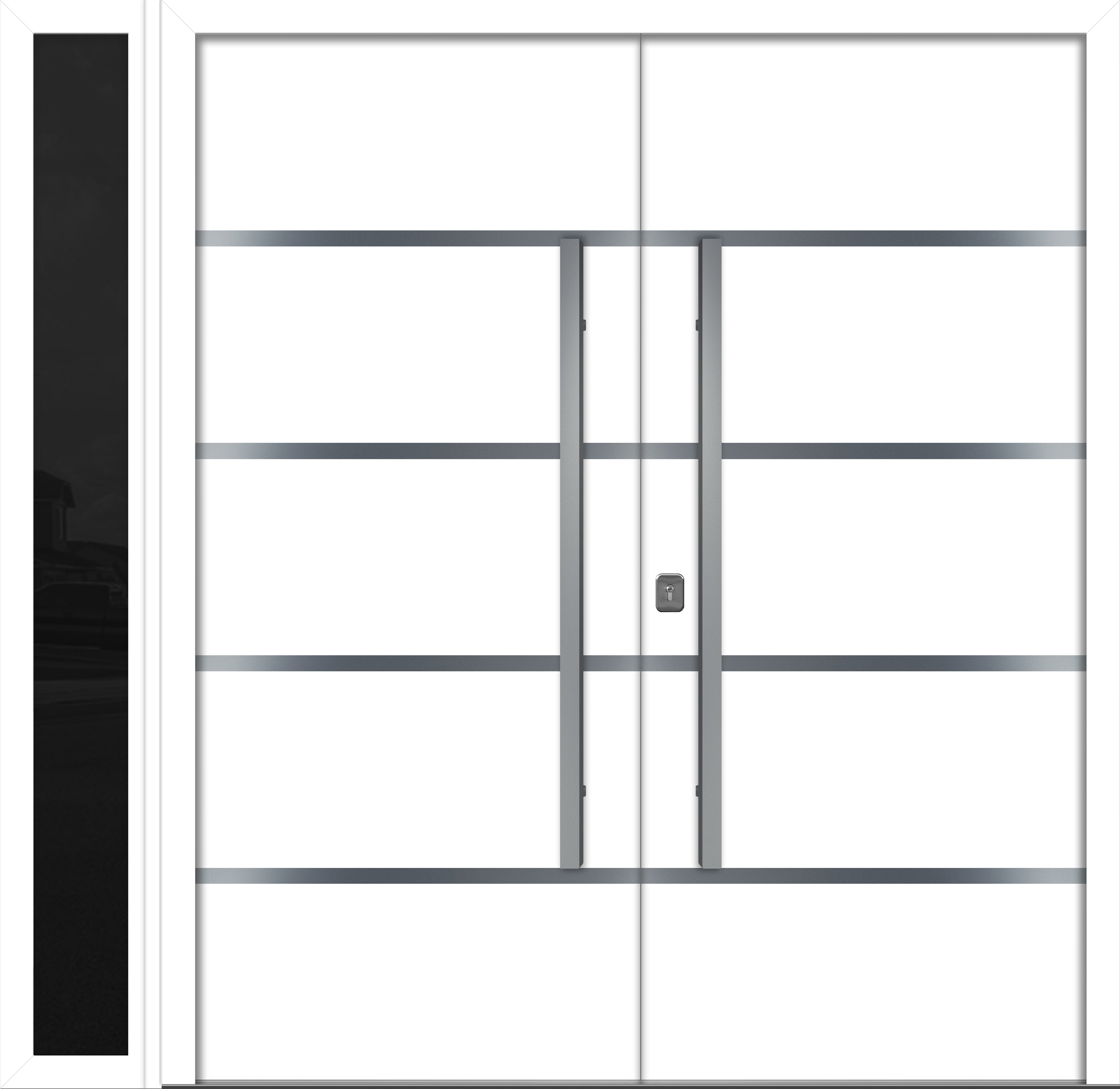 Nova Inox S3 Modern Exterior Double Door W/ (1) 12" Sidelight - Unit 86x81 3/8 - White