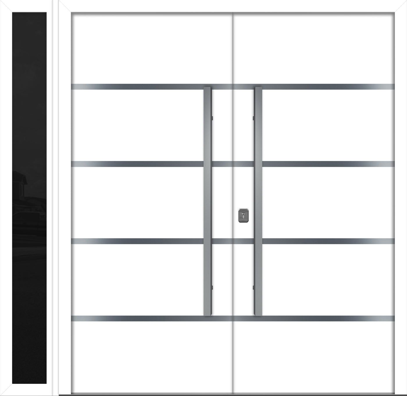 Nova Inox S3 Modern Exterior Double Door W/ (1) 12" Sidelight - Unit 86x81 3/8 - White - Doors and Beyond