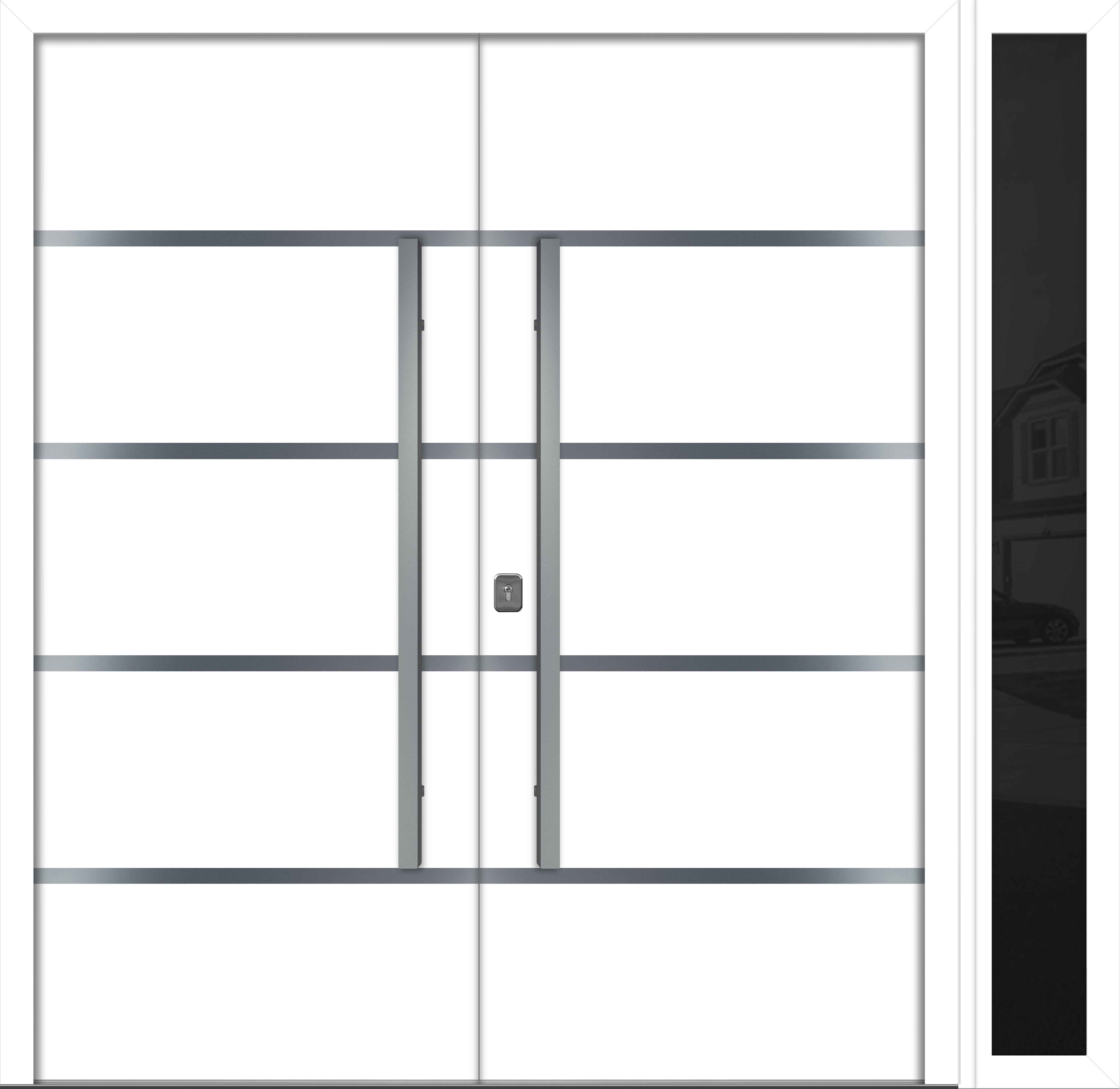Nova Inox S3 Modern Exterior Double Door W/ (1) 12" Sidelight - Unit 86x81 3/8 - White