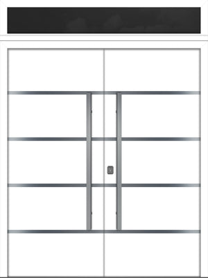 Nova Inox S3 Modern Exterior Double Door 72x80 with Transom - Unit 74x95 1/2 - White - Doors and Beyond