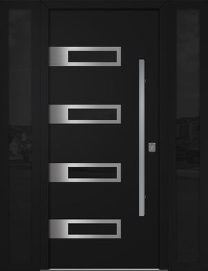 Nova Inox S4 Modern Exterior Single Door W/ (2) 12" Sidelight - Unit 62x81 3/8 - Black - Doors and Beyond
