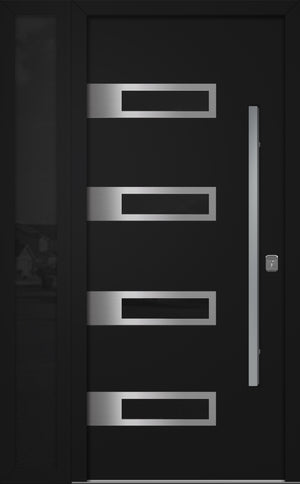 Nova Inox S4 Modern Exterior Single Door W/ (1) 12" Sidelight - Unit 50x81 3/8 - Black - Doors and Beyond