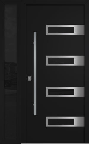 Nova Inox S4 Modern Exterior Single Door W/ (1) 12" Sidelight - Unit 50x81 3/8 - Black - Doors and Beyond