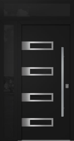 Nova Inox S4 Modern Exterior Single Door 36x80 with Sidelight and Transom - Unit 50x95 1/2 - Black - Doors and Beyond