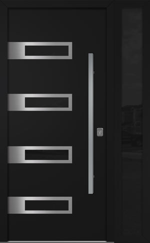 Nova Inox S4 Modern Exterior Single Door W/ (1) 12" Sidelight - Unit 50x81 3/8 - Black - Doors and Beyond