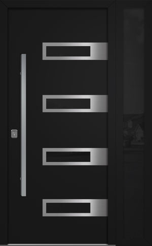 Nova Inox S4 Modern Exterior Single Door W/ (1) 12" Sidelight - Unit 50x81 3/8 - Black - Doors and Beyond