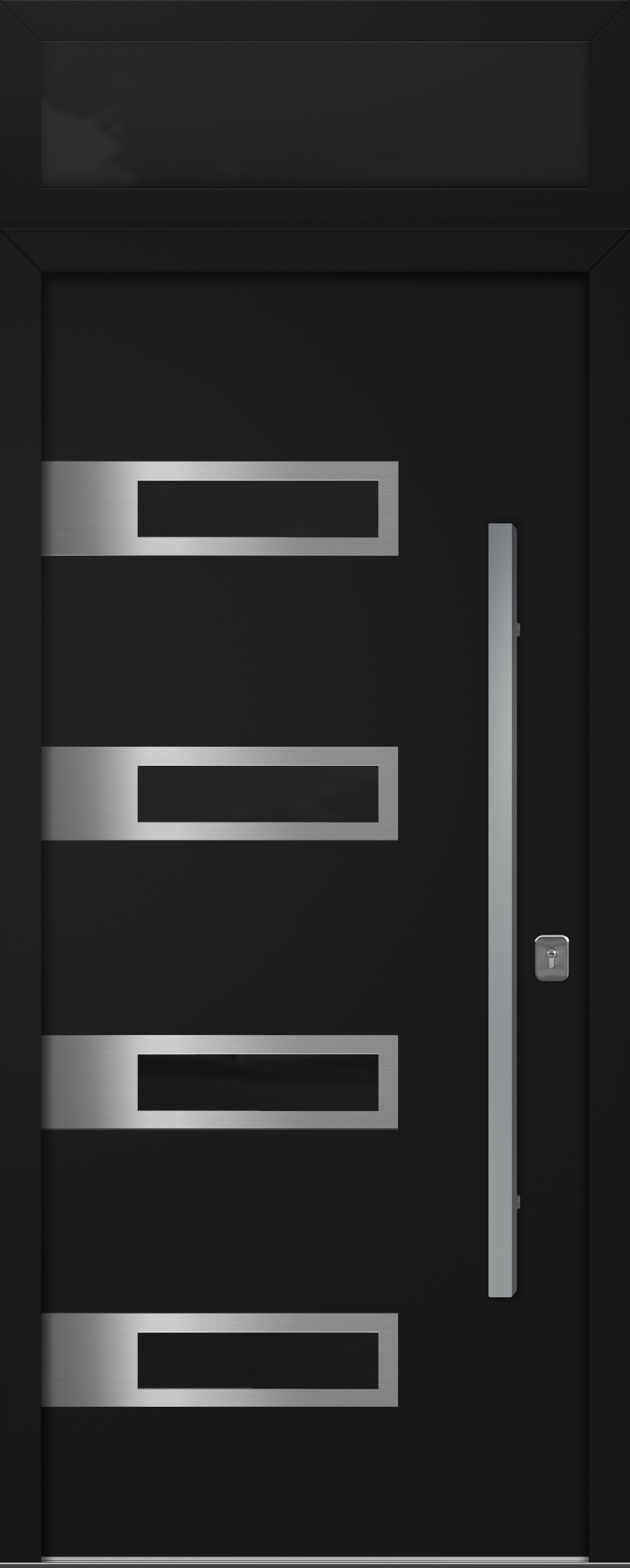 Nova Inox S4 Modern Exterior Single Door 36x80 with Transom - Unit Size 38 x 95 1/2”- Black