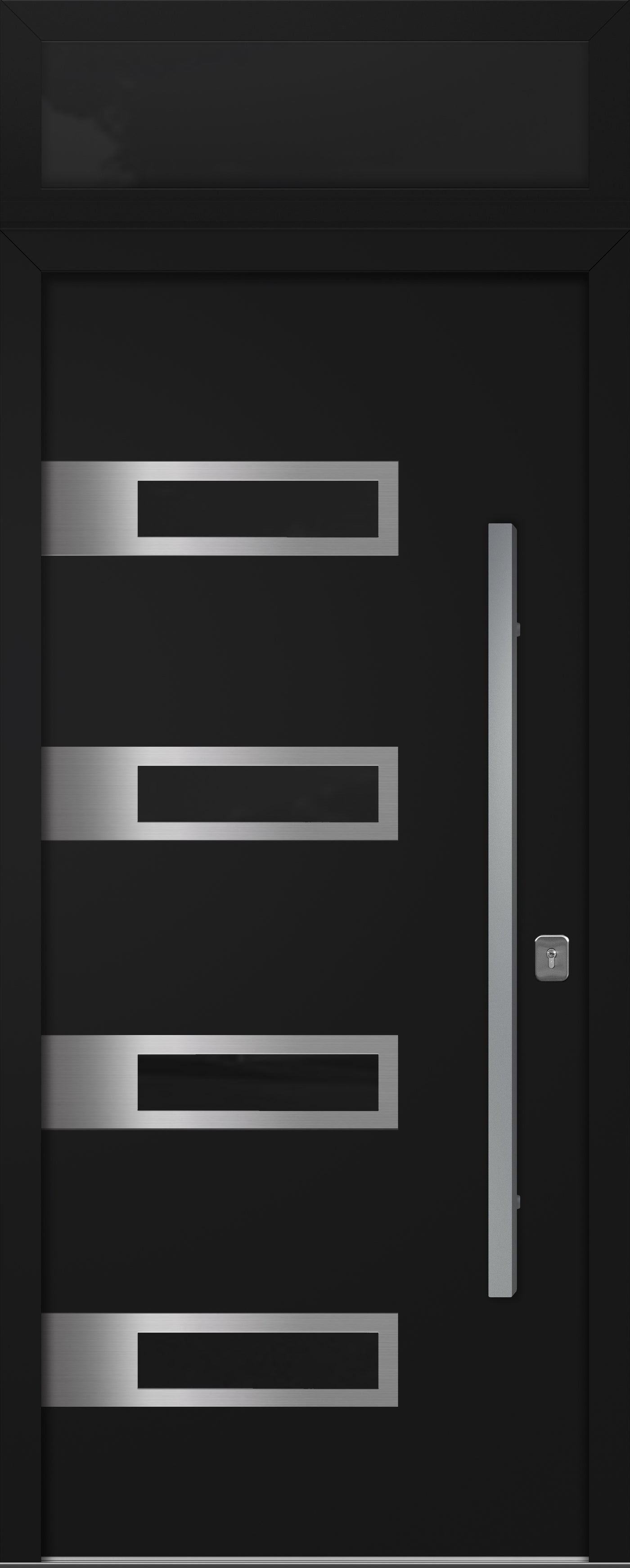 Nova Inox S4 Modern Exterior Single Door 36x80 with Transom - Unit Size 38 x 95 1/2”- Black - Doors and Beyond
