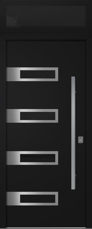 Nova Inox S4 Modern Exterior Single Door 36x80 with Transom - Unit Size 38 x 95 1/2”- Black - Doors and Beyond