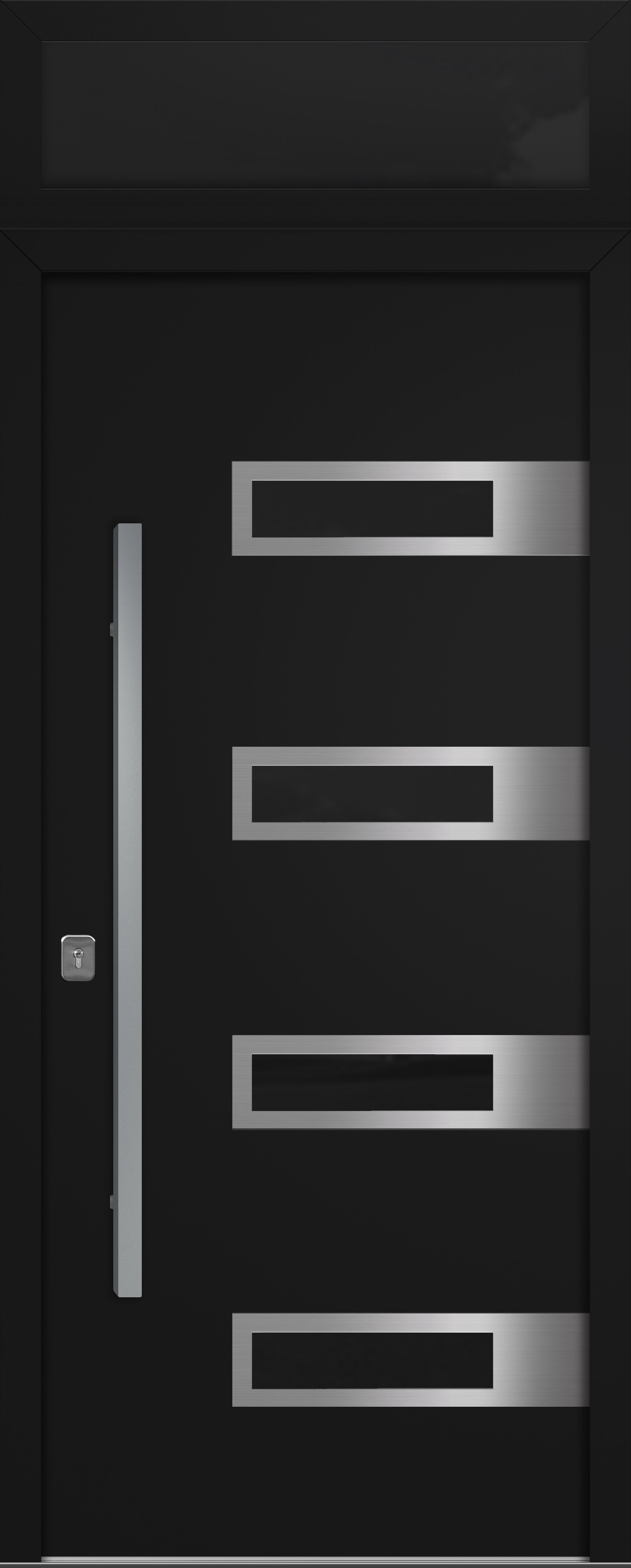 Nova Inox S4 Modern Exterior Single Door 36x80 with Transom - Unit Size 38 x 95 1/2”- Black