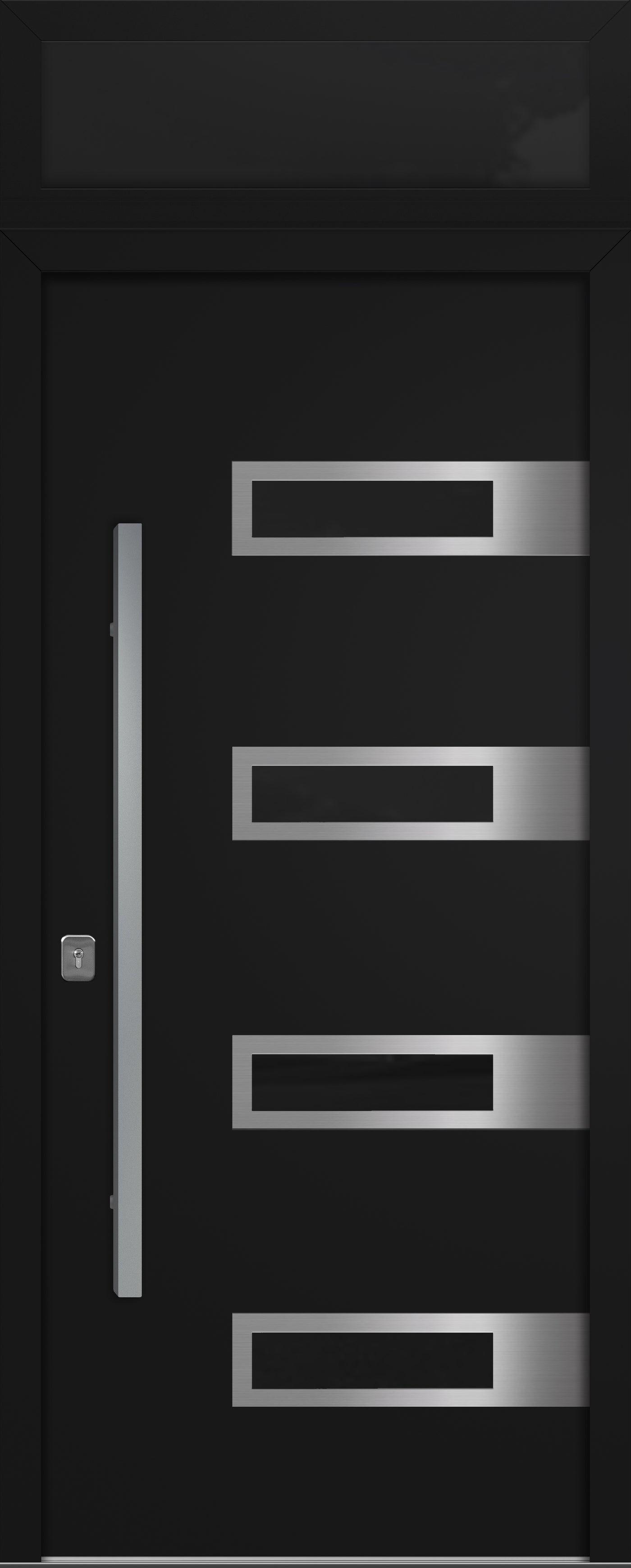 Nova Inox S4 Modern Exterior Single Door 36x80 with Transom - Unit Size 38 x 95 1/2”- Black - Doors and Beyond
