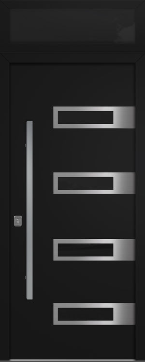 Nova Inox S4 Modern Exterior Single Door 36x80 with Transom - Unit Size 38 x 95 1/2”- Black - Doors and Beyond