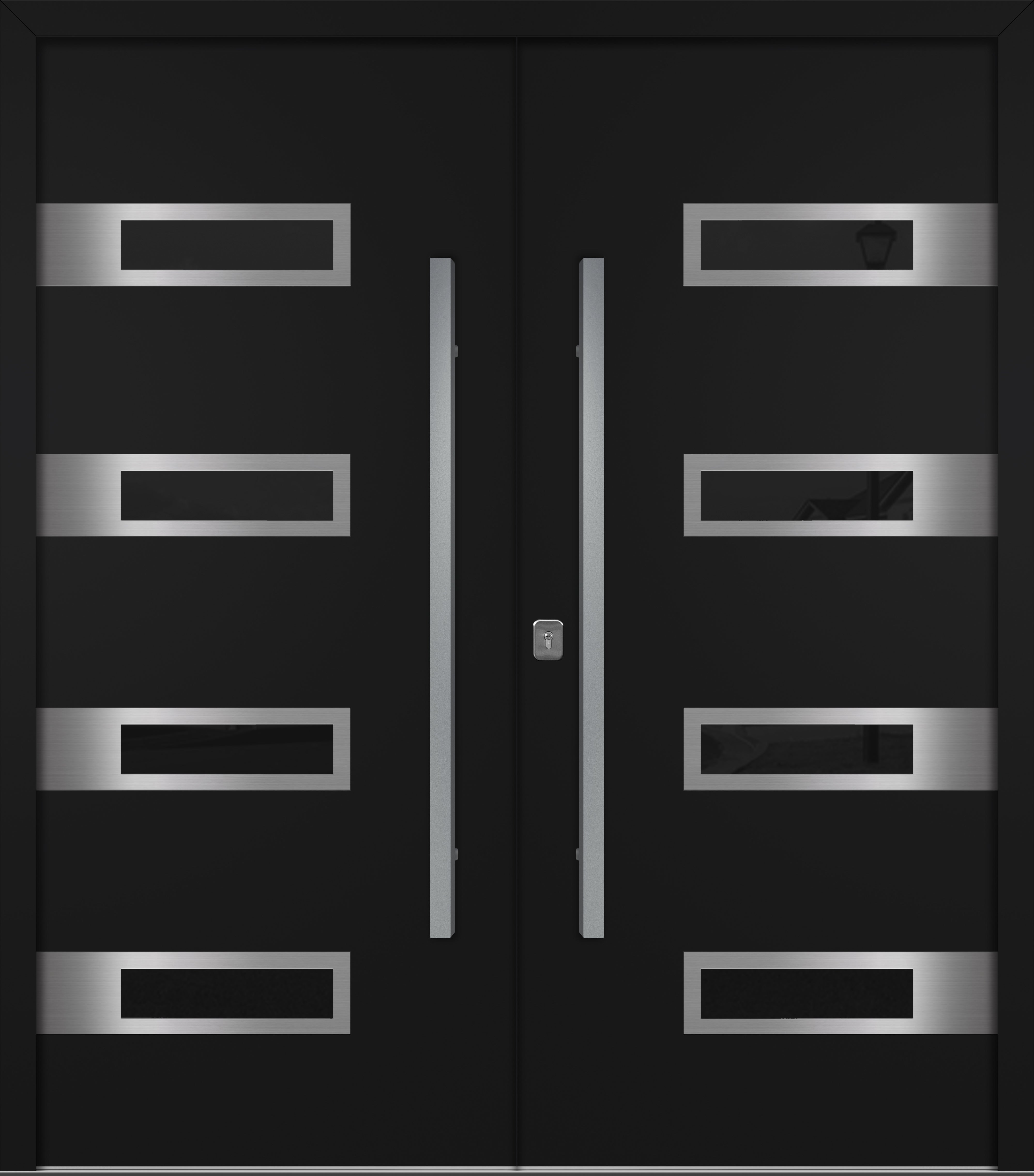 Nova Inox S4 Modern Exterior Double Door 72x80 - Unit 74x81 1/2 - Black