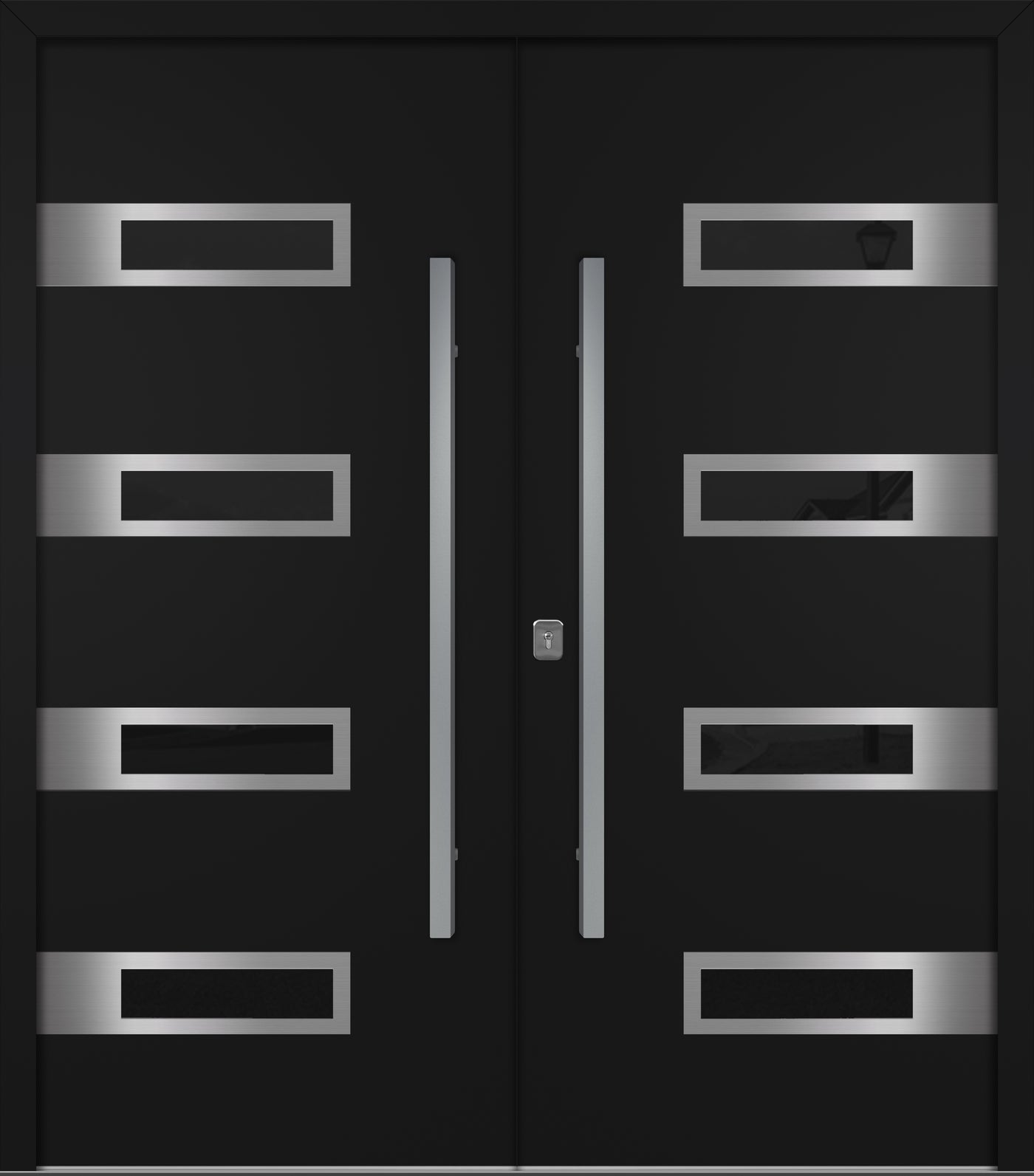 Nova Inox S4 Modern Exterior Double Door 72x80 - Unit 74x81 1/2 - Black - Doors and Beyond