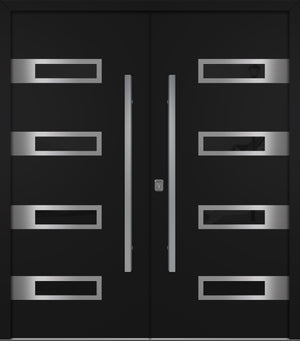 Nova Inox S4 Modern Exterior Double Door 72x80 - Unit 74x81 1/2 - Black - Doors and Beyond