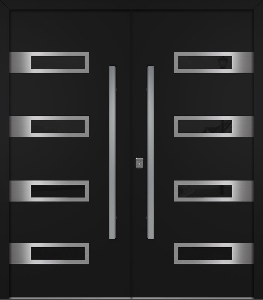Nova Inox S4 Modern Exterior Double Door 72x80 - Unit 74x81 1/2 - Black - Doors and Beyond