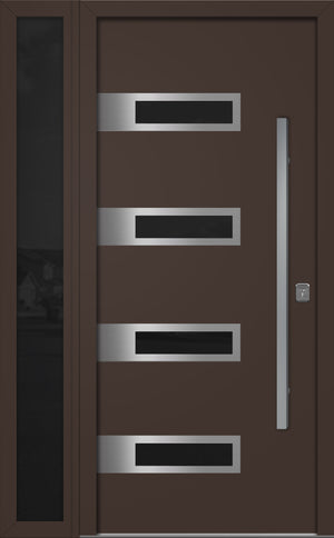 Nova Inox S4 Modern Exterior Single Door W/ (1) 12" Sidelight - Unit 50x81 3/8 - Brown - Doors and Beyond