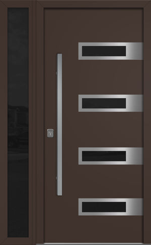 Nova Inox S4 Modern Exterior Single Door W/ (1) 12" Sidelight - Unit 50x81 3/8 - Brown - Doors and Beyond