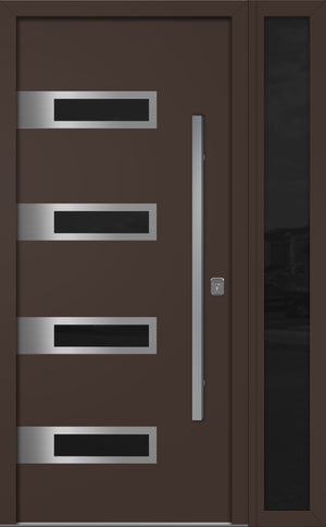 Nova Inox S4 Modern Exterior Single Door W/ (1) 12" Sidelight - Unit 50x81 3/8 - Brown - Doors and Beyond