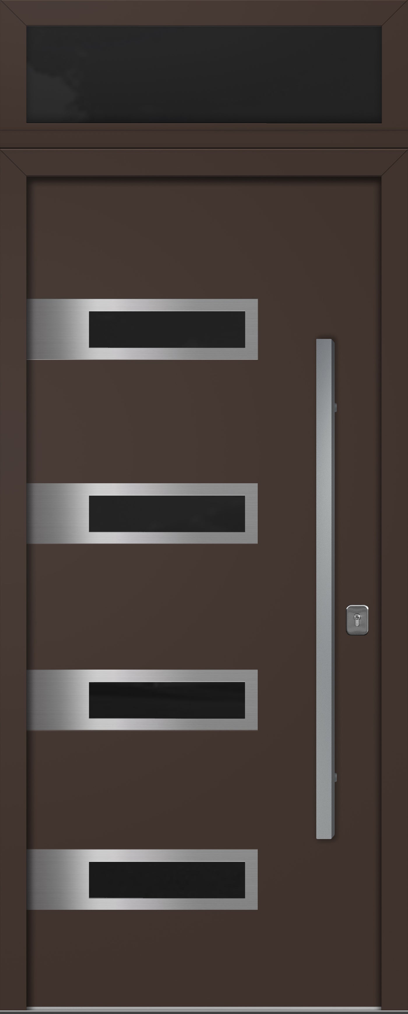 Nova Inox S4 Modern Exterior Single Door 36x80 with Transom - Unit Size 38 x 95 1/2”- Brown - Doors and Beyond