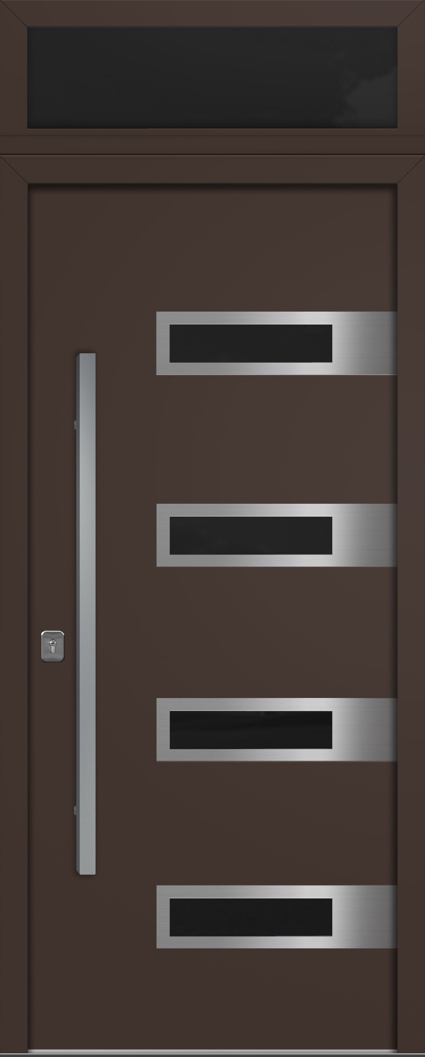 Nova Inox S4 Modern Exterior Single Door 36x80 with Transom - Unit Size 38 x 95 1/2”- Brown - Doors and Beyond