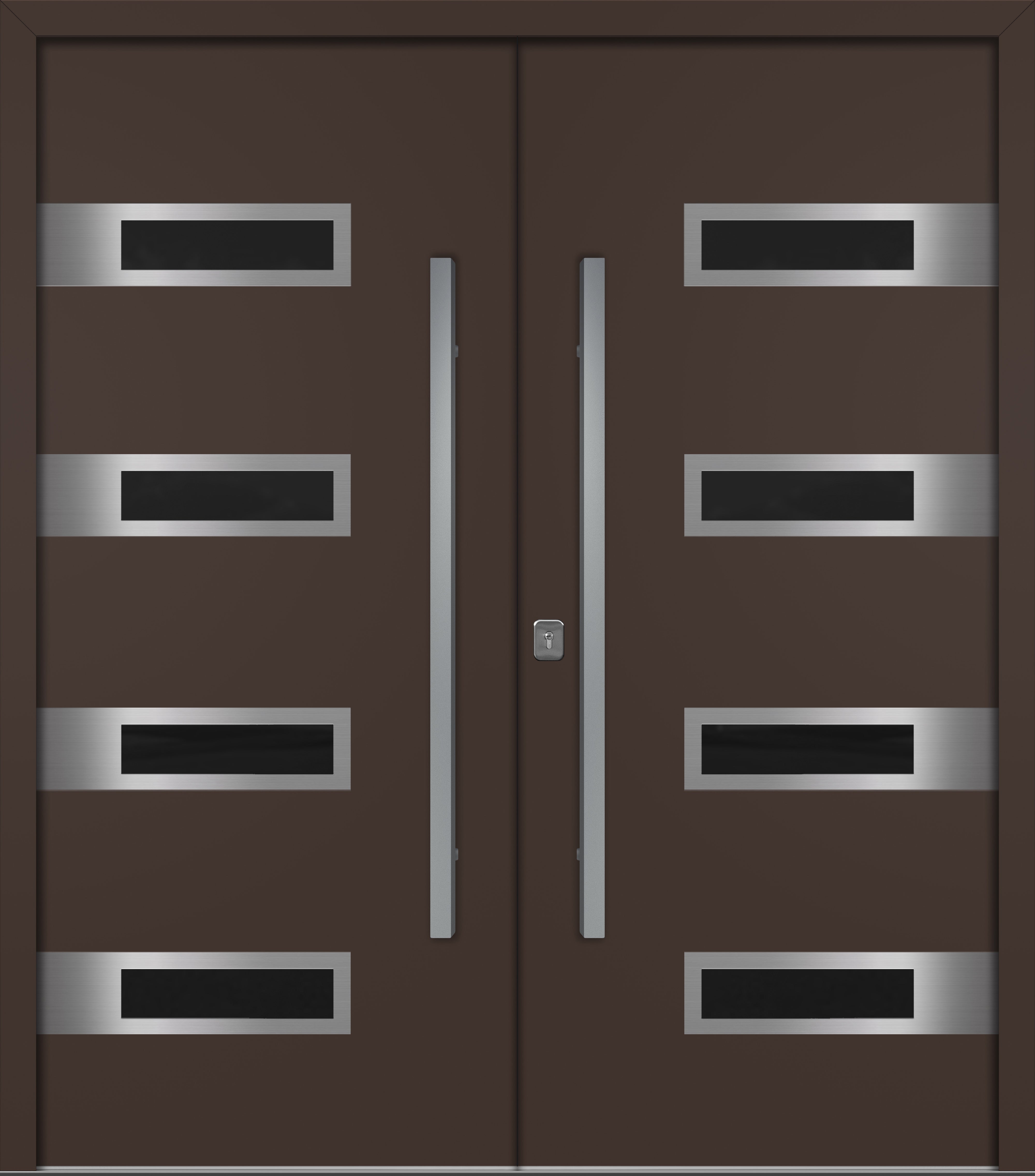 Nova Inox S4 Modern Exterior Double Door 72x80 - Unit 74x81 1/2 - Brown