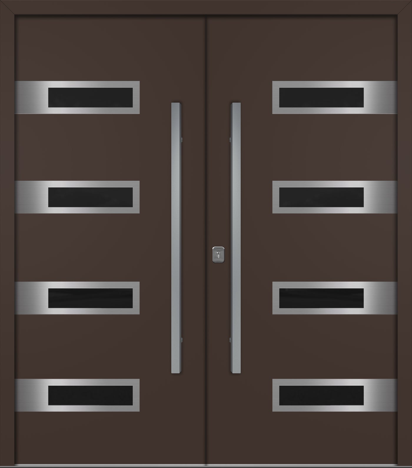 Nova Inox S4 Modern Exterior Double Door 72x80 - Unit 74x81 1/2 - Brown - Doors and Beyond