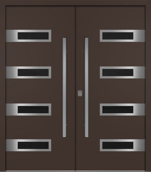 Nova Inox S4 Modern Exterior Double Door 72x80 - Unit 74x81 1/2 - Brown - Doors and Beyond