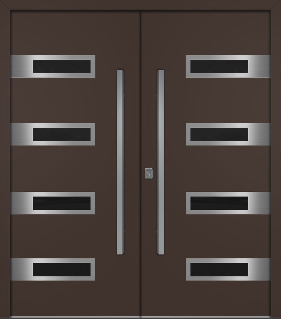 Nova Inox S4 Modern Exterior Double Door 72x80 - Unit 74x81 1/2 - Brown - Doors and Beyond