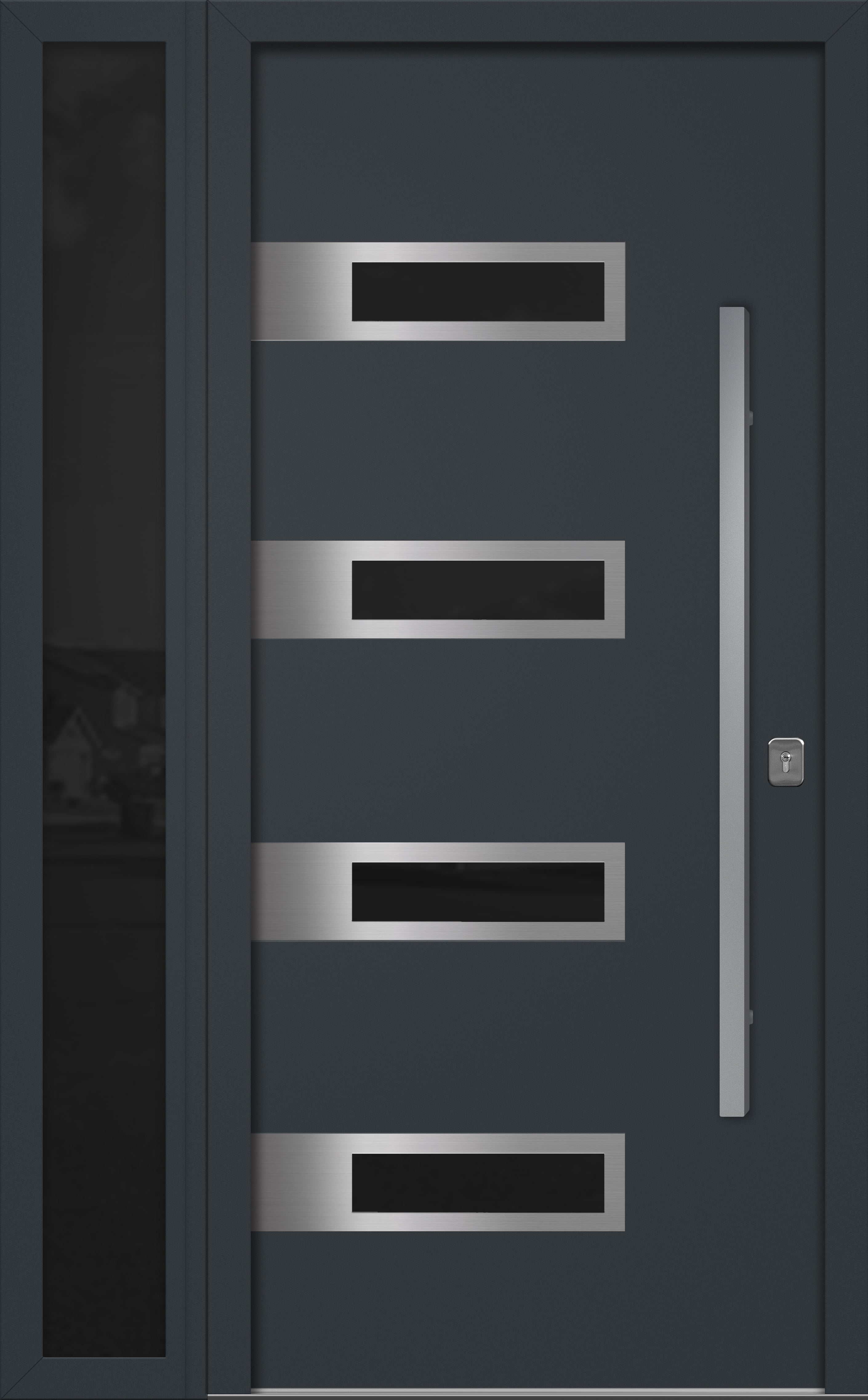 Nova Inox S4 Modern Exterior Single Door W/ (1) 12" Sidelight - Unit 50x81 3/8 - Gray