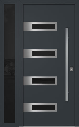 Nova Inox S4 Modern Exterior Single Door W/ (1) 12" Sidelight - Unit 50x81 3/8 - Gray - Doors and Beyond