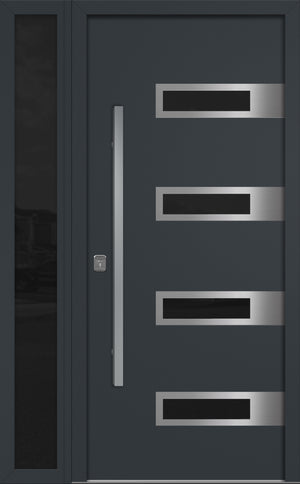 Nova Inox S4 Modern Exterior Single Door W/ (1) 12" Sidelight - Unit 50x81 3/8 - Gray - Doors and Beyond