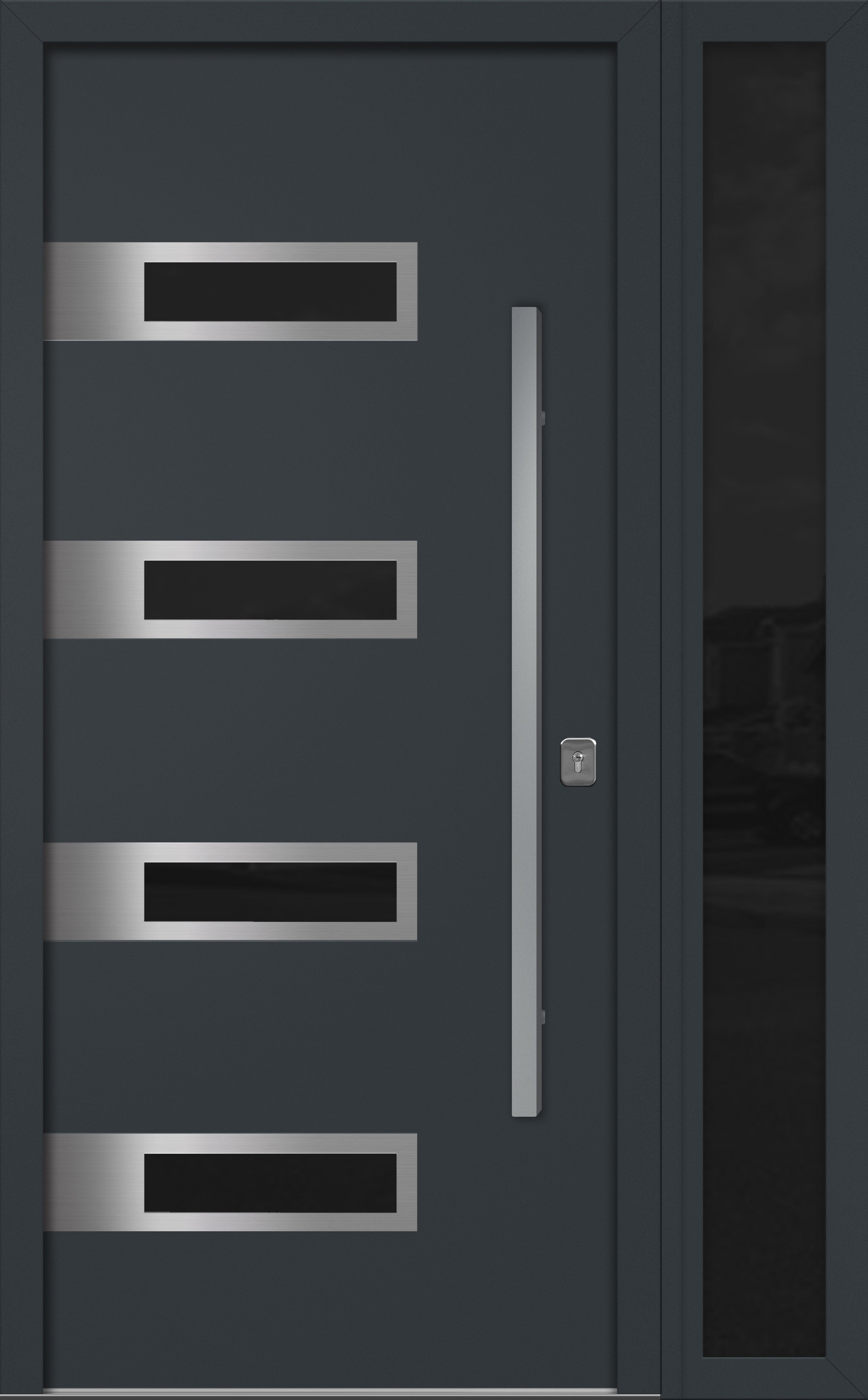 Nova Inox S4 Modern Exterior Single Door W/ (1) 12" Sidelight - Unit 50x81 3/8 - Gray