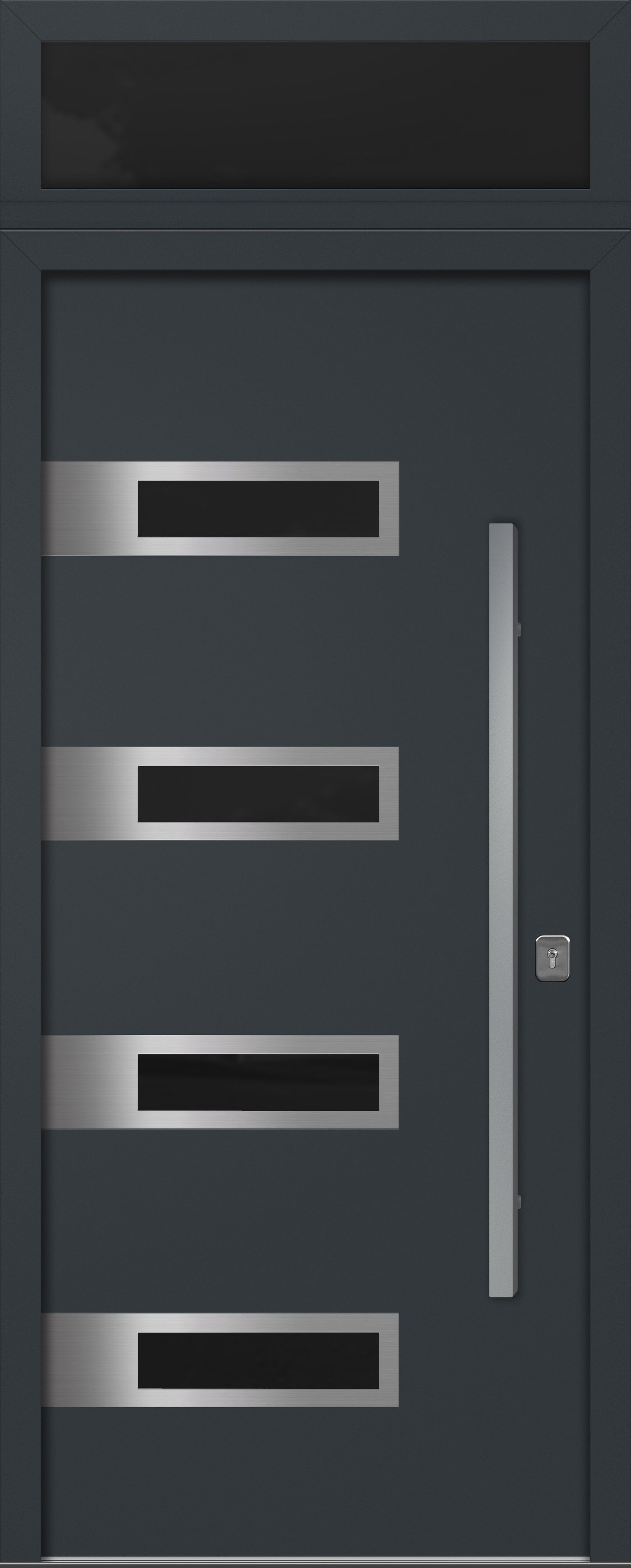 Nova Inox S4 Modern Exterior Single Door 36x80 with Transom - Unit Size 38 x 95 1/2”- Gray - Doors and Beyond