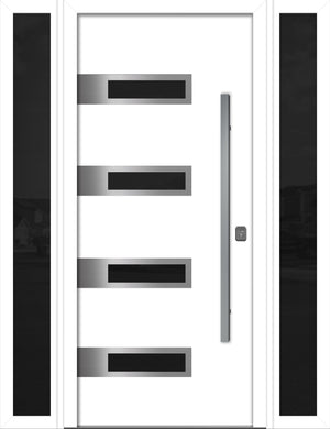 Nova Inox S4 Modern Exterior Single Door W/ (2) 12" Sidelight - Unit 62x81 3/8 - White - Doors and Beyond