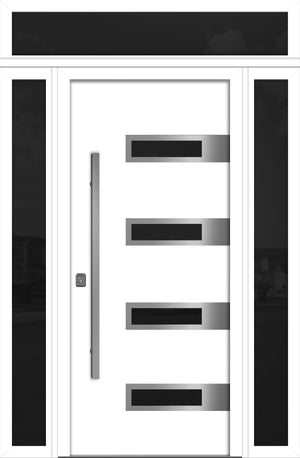 Nova Inox S4 Modern Exterior Single Door 36x80 with 2 Sidelight and Transom - Unit 62x95 1/2 - White - Doors and Beyond