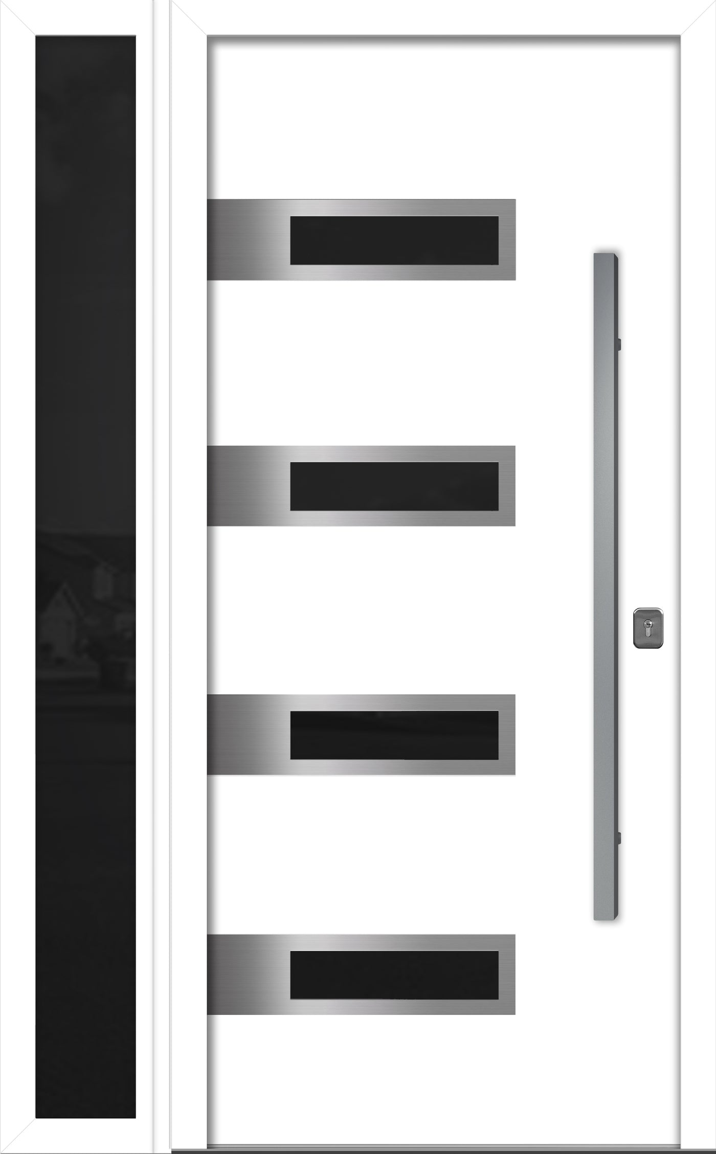 Nova Inox S4 Modern Exterior Single Door W/ (1) 12" Sidelight - Unit 50x81 3/8 - White - Doors and Beyond