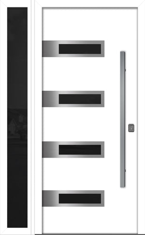 Nova Inox S4 Modern Exterior Single Door W/ (1) 12" Sidelight - Unit 50x81 3/8 - White - Doors and Beyond