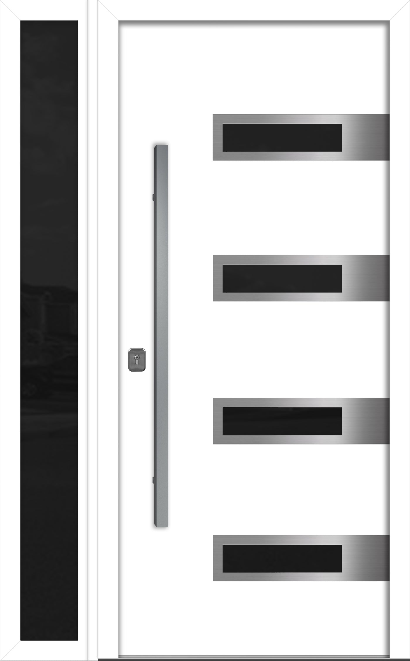 Nova Inox S4 Modern Exterior Single Door W/ (1) 12" Sidelight - Unit 50x81 3/8 - White - Doors and Beyond