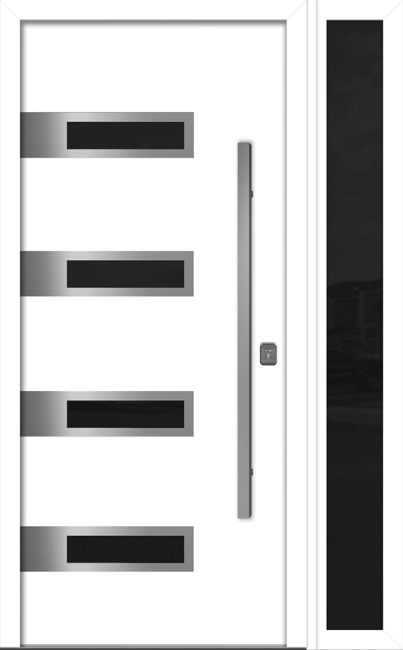 Nova Inox S4 Modern Exterior Single Door W/ (1) 12" Sidelight - Unit 50x81 3/8 - White - Doors and Beyond