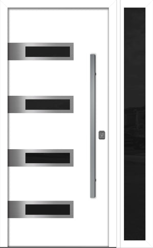 Nova Inox S4 Modern Exterior Single Door W/ (1) 12" Sidelight - Unit 50x81 3/8 - White - Doors and Beyond