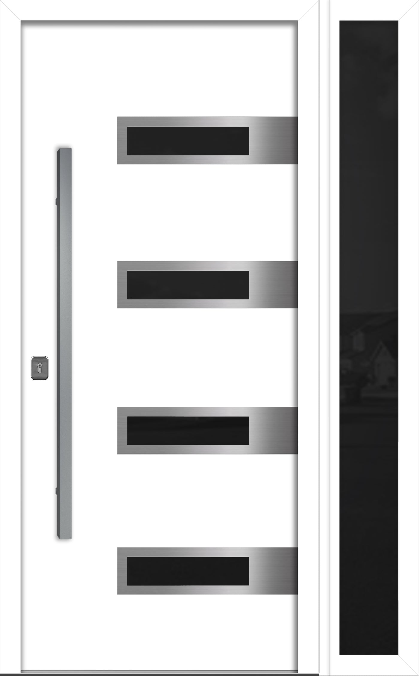 Nova Inox S4 Modern Exterior Single Door W/ (1) 12" Sidelight - Unit 50x81 3/8 - White - Doors and Beyond