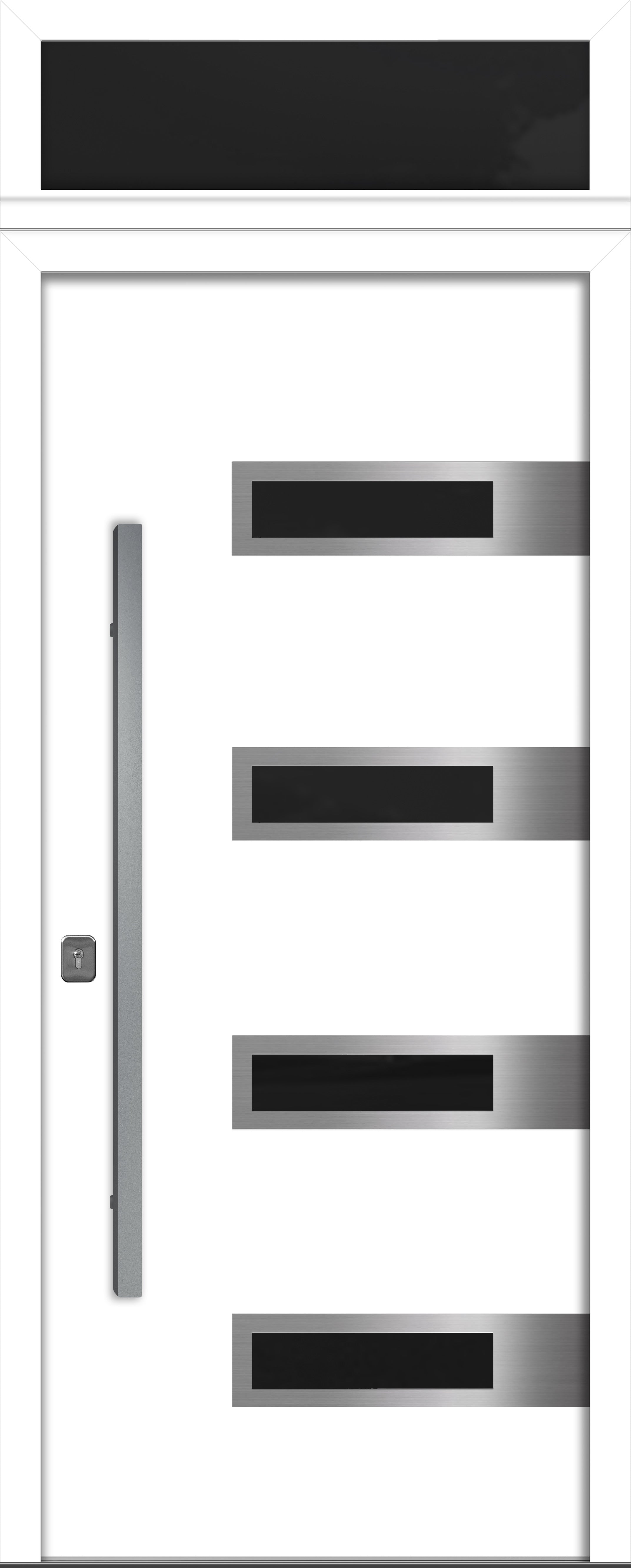 Nova Inox S4 Modern Exterior Single Door 36x80 with Transom - Unit Size 38 x 95 1/2”- White