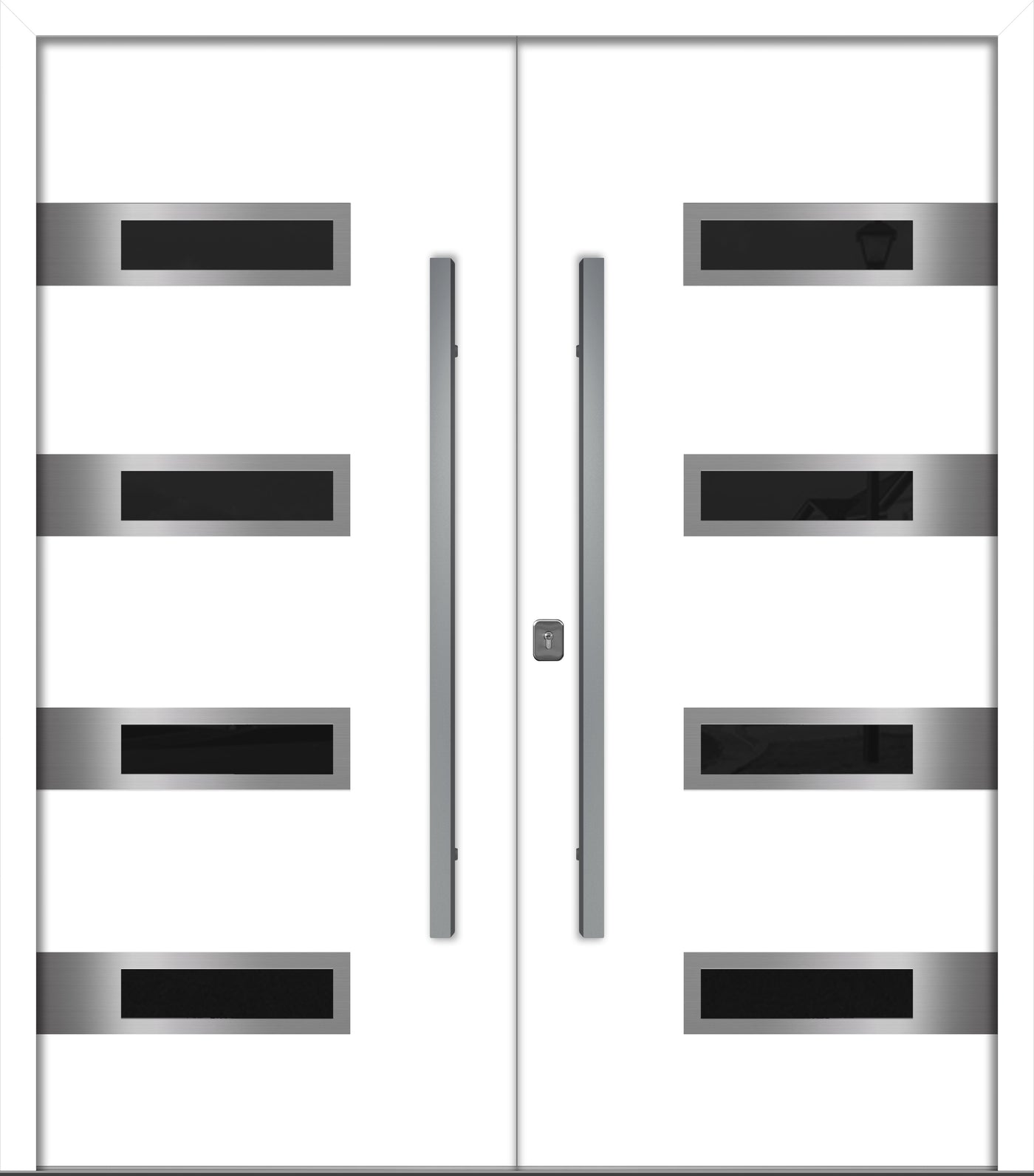 Nova Inox S4 Modern Exterior Double Door 72x80 - Unit 74x81 1/2 - White - Doors and Beyond