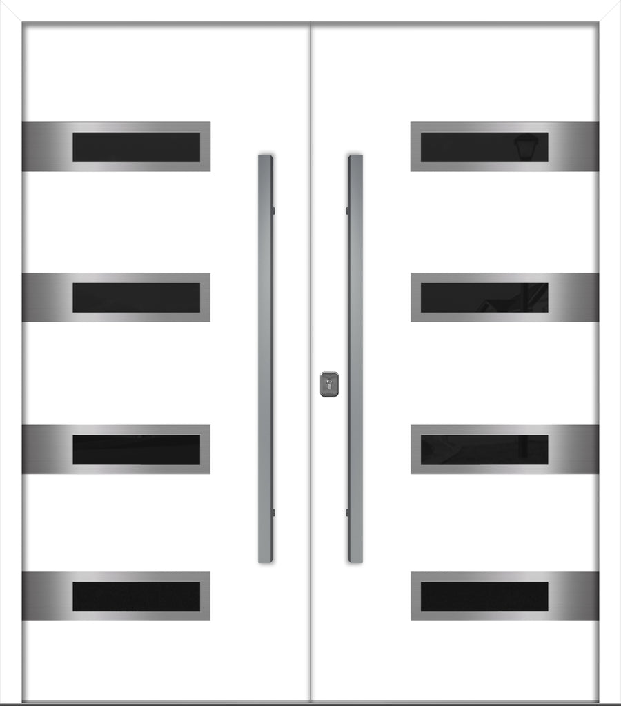 Nova Inox S4 Modern Exterior Double Door 72x80 - Unit 74x81 1/2 - White - Doors and Beyond