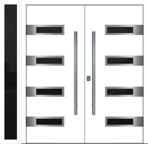 Nova Inox S4 Modern Exterior Double Door W/ (1) 12" Sidelight - Unit 86x81 3/8 - White - Doors and Beyond